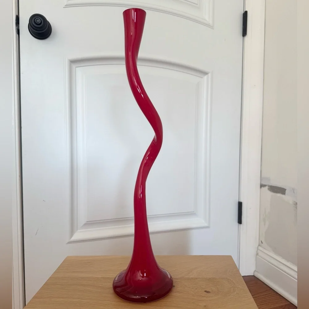Vintage MCM Italian Murano Venini Twisted Spiral Art Glass Vase 20